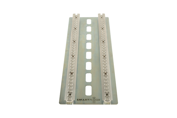 Heavy-duty aluminum Smartfloor single seat mounting plate and hardware for van seat installation.