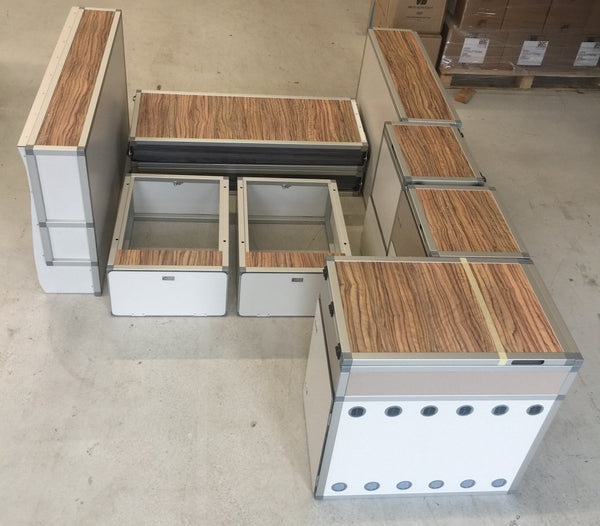 Terra Camper , Complete Interiors, Cabinetery, and bed platform kits for Mercedes Metris