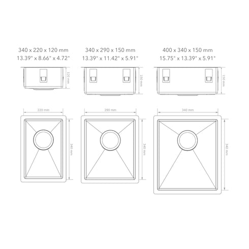 Camper Sink, 3 sizes, Surface or Undermount, Stainless Steel – Queensize Camper