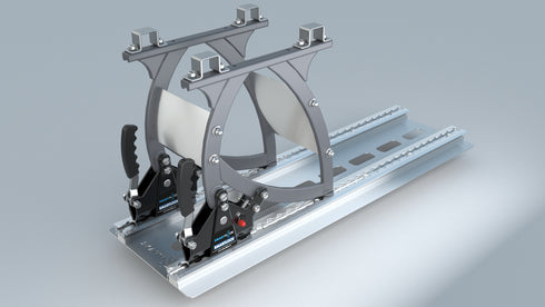 Heavy-duty aluminum Smartfloor single seat mounting plate and Smartleg seat base for van seat installation.