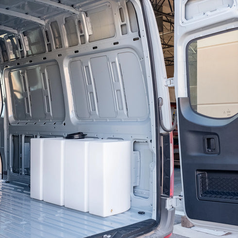 Wheel Well Fresh Water Tank – 59.4 Gal – Sprinter 144" WB & 170" WB – Custom Van Schmiede