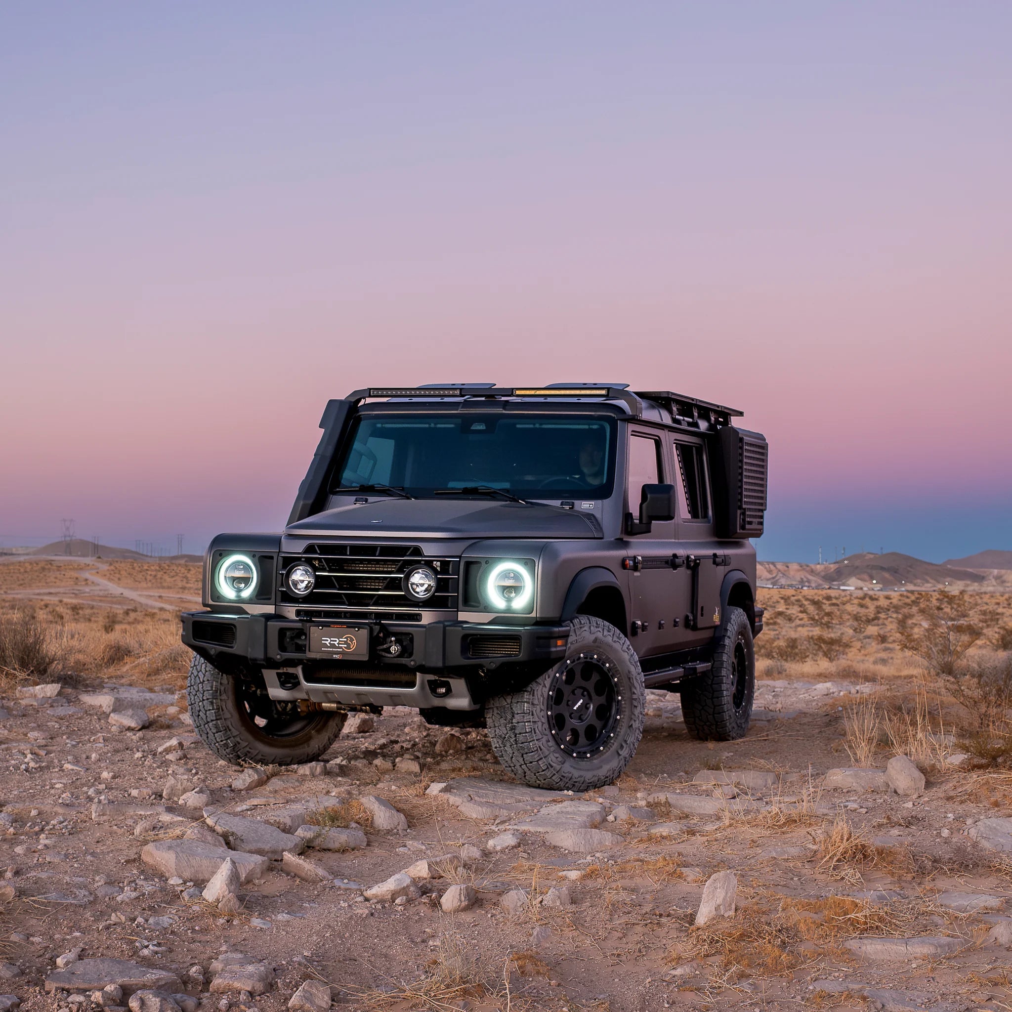 Reiger V5 4-way adjustable dampers and heavy-duty 1.6-inch lift coil springs for Ineos Grenadier suspension system upgrade.