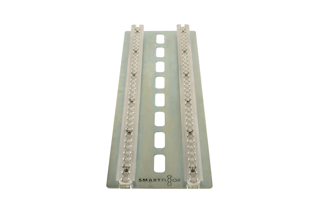 Heavy-duty aluminum Smartfloor single seat mounting plate and hardware for van seat installation.