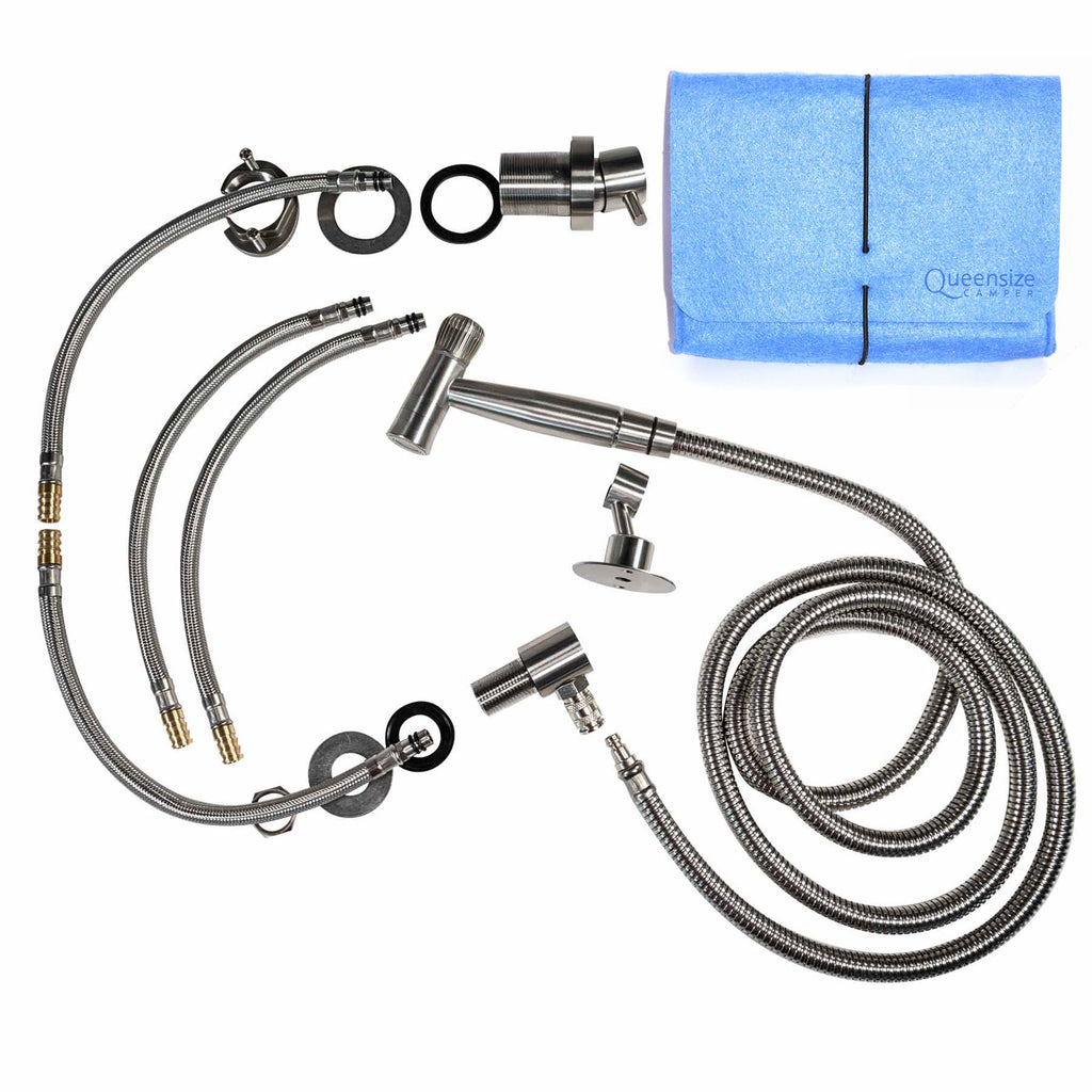 Camper Shower - Hot Water - Full Kit, Stainless Steel – Queensize Camper