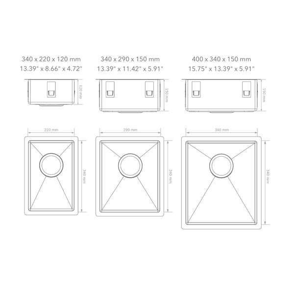 Camper Sink, 3 sizes, Surface or Undermount, Stainless Steel – Queensize Camper