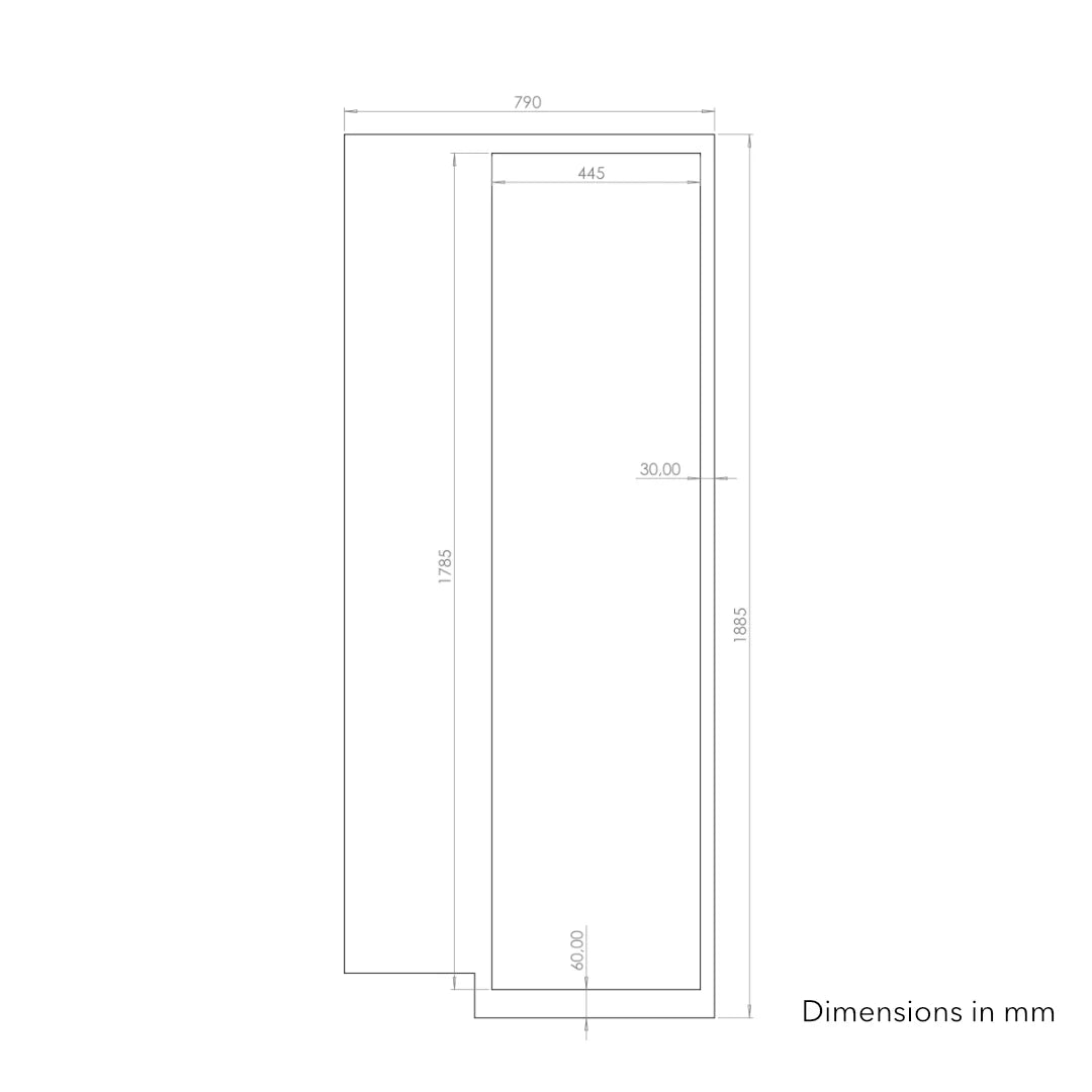 High-quality FRP camper van shower booth with a gel-coat finish, contoured to fit the interior wall of a Mercedes Sprinter or Ford Transit.