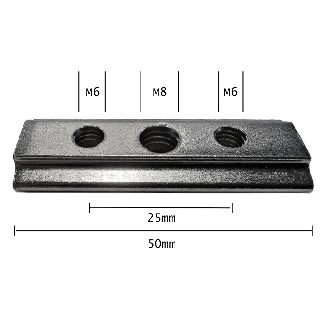 Slot Fitting  – Airline L-Track –  2 x M6 - 1 x M8 – Sealand-pro