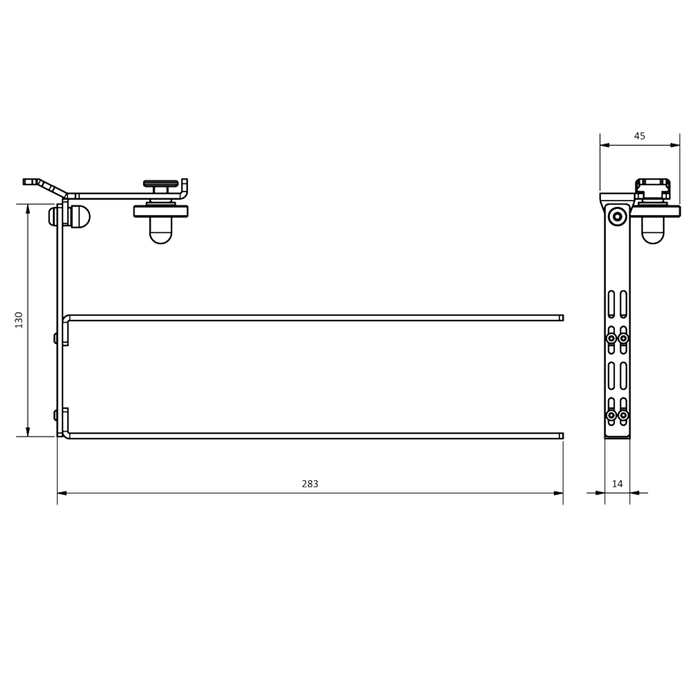 TOWEL BAR, BLACK OR SILVER, MULTI – L-TRACK – SEALAND-PRO