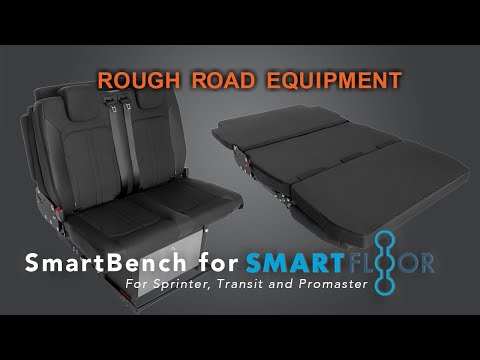 3-passenger Smartbench explainer video. folding bed bench with integrated 3-point seatbelts and Isofix, mounted on Smartfloor tracks.